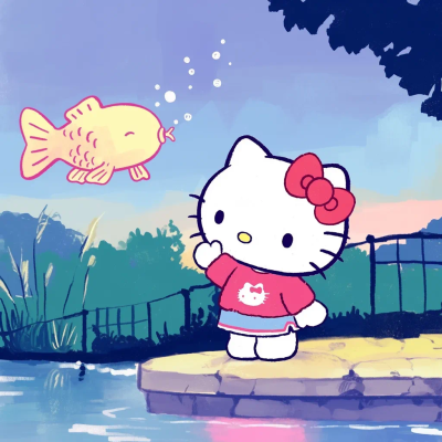 Hello Kitty 头像 上岸 毕业 鲤鱼跳龙门 锦鲤 事事顺心