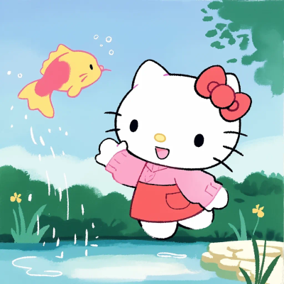 Hello Kitty 头像 上岸 毕业 鲤鱼跳龙门 锦鲤 事事顺心