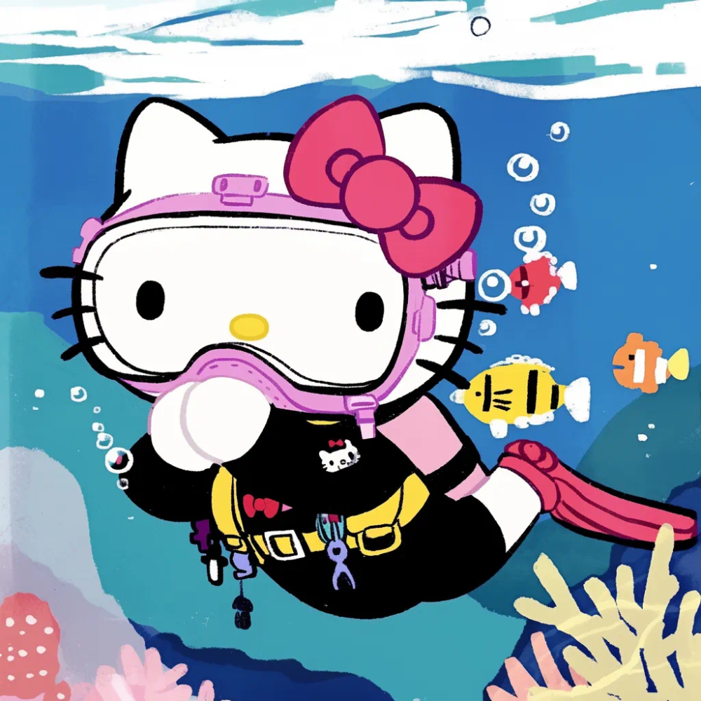 Hello Kitty 头像 运动员 潜水 眼镜