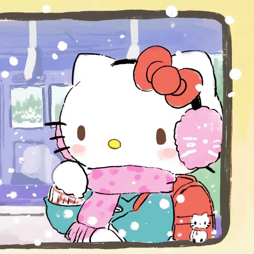 Hello Kitty 头像 冬天 冬季 下雪 围巾 