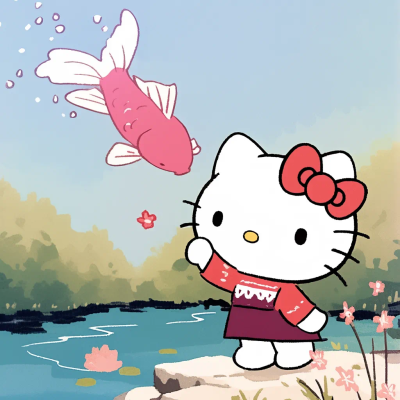 Hello Kitty 头像 上岸 毕业 鲤鱼跳龙门 锦鲤 事事顺心