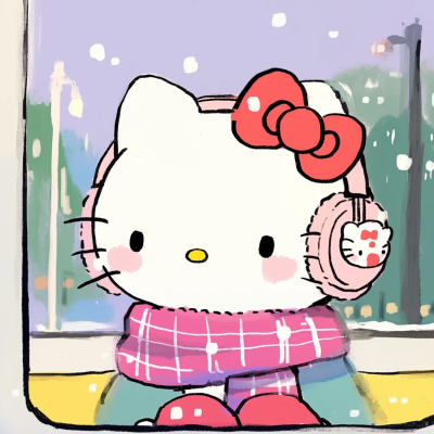 Hello Kitty 头像 冬天 冬季 下雪 围巾 