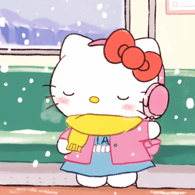 Hello Kitty 头像 冬天 冬季 下雪 围巾 