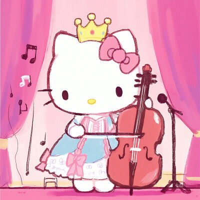 Hello Kitty 头像 音乐 舞台 艺术 大提琴