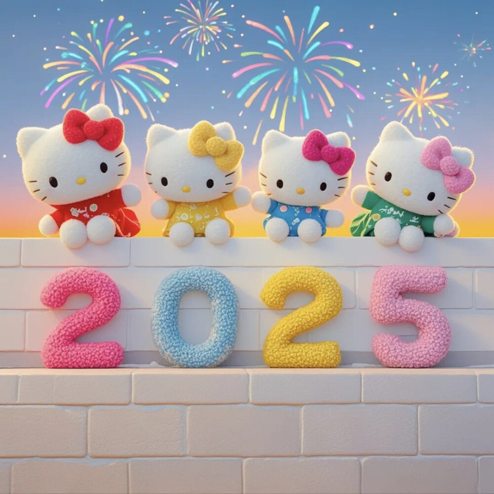 Hello Kitty头像 微信头像 QQ头像 毛毡 公仔 软绵绵 2025新年快乐 彩虹 烟花 跨年