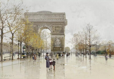 法国画家 Eugène Galien-Laloue （1854–1941）画中美丽的巴黎街景
