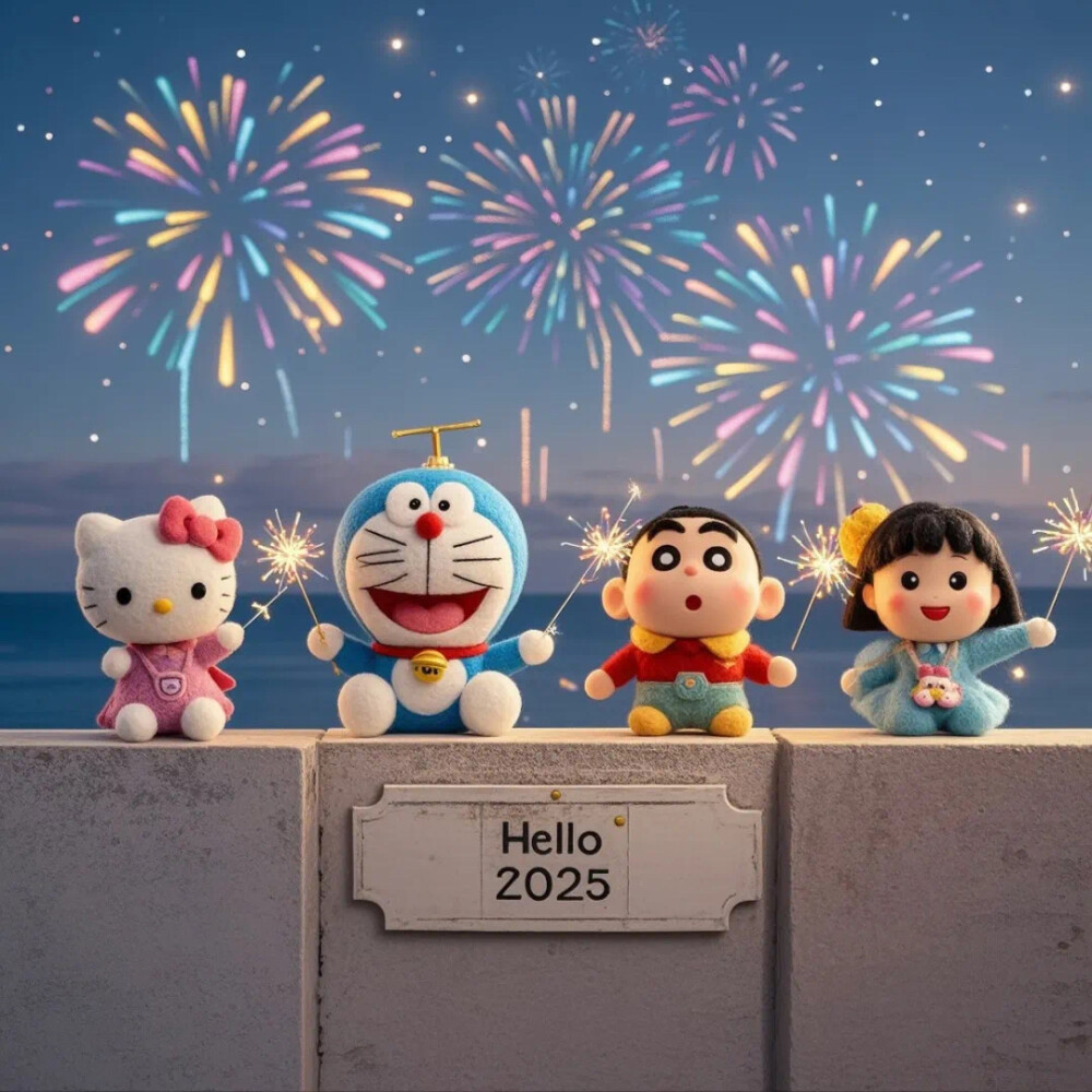 Hello Kitty头像 微信头像 QQ头像 毛毡 公仔 软绵绵 2025新年快乐 彩虹 烟花 跨年 哆啦A梦 蜡笔小新 樱桃小丸子 大雄