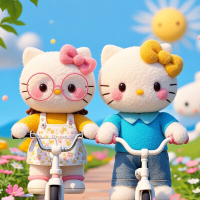 Hello Kitty头像 微信头像 QQ头像 毛毡 公仔 软绵绵 情侣头像 自行车 白云 春游 阳光 