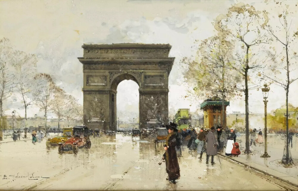 法国画家 Eugène Galien-Laloue （1854–1941）画中美丽的巴黎街景
