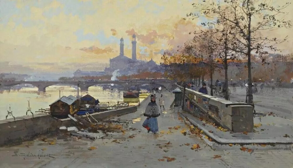 法国画家 Eugène Galien-Laloue （1854–1941）画中美丽的巴黎街景
