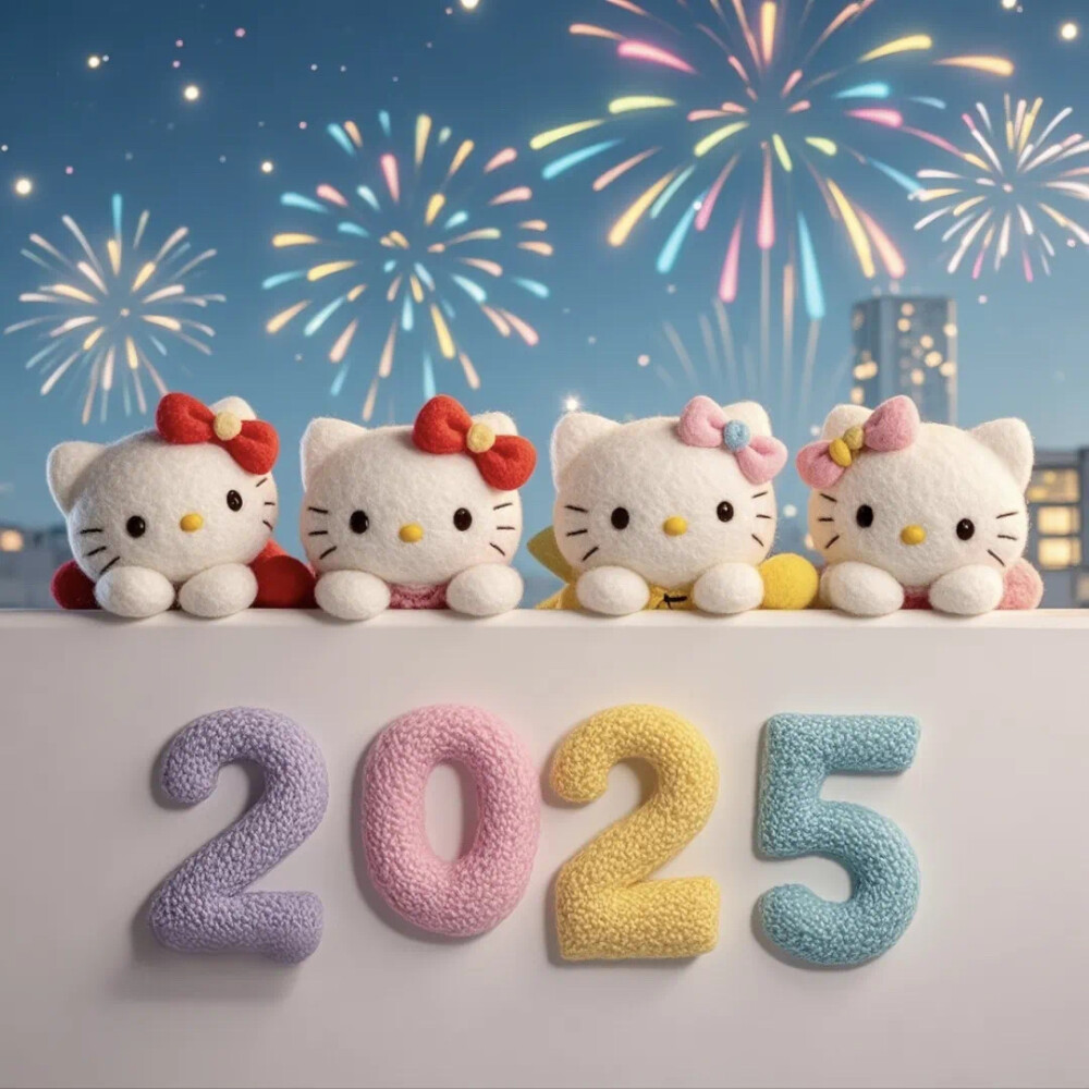 Hello Kitty头像 微信头像 QQ头像 毛毡 公仔 软绵绵 2025新年快乐 彩虹 烟花 跨年