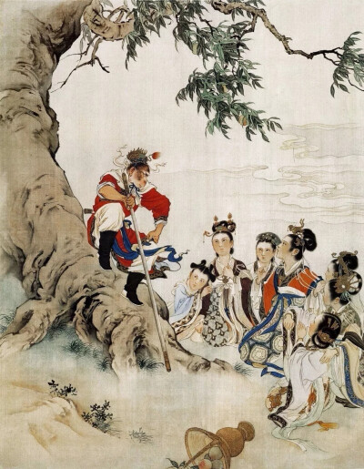 1955年连环画大师刘继卣用半年多的时间，独居画室，闭门谢客，夜以继日，废寝忘食，自行横思创作的一部经典艺术品《闹天宫》插图。
