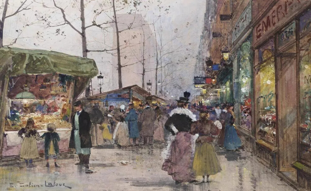 法国画家 Eugène Galien-Laloue （1854–1941）画中美丽的巴黎街景
