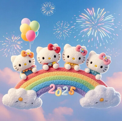 Hello Kitty头像 微信头像 QQ头像 毛毡 公仔 软绵绵 2025新年快乐 彩虹 烟花 跨年