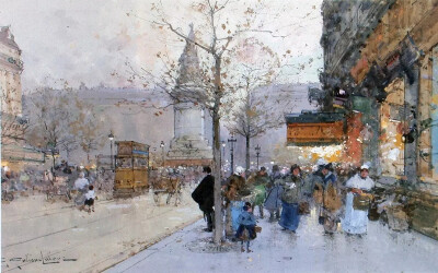 法国画家 Eugène Galien-Laloue （1854–1941）画中美丽的巴黎街景
