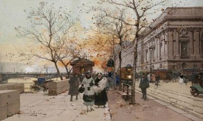 法国画家 Eugène Galien-Laloue （1854–1941）画中美丽的巴黎街景
