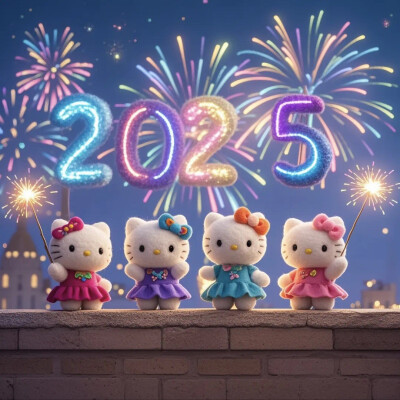 Hello Kitty头像 微信头像 QQ头像 毛毡 公仔 软绵绵 2025新年快乐 彩虹 烟花 跨年