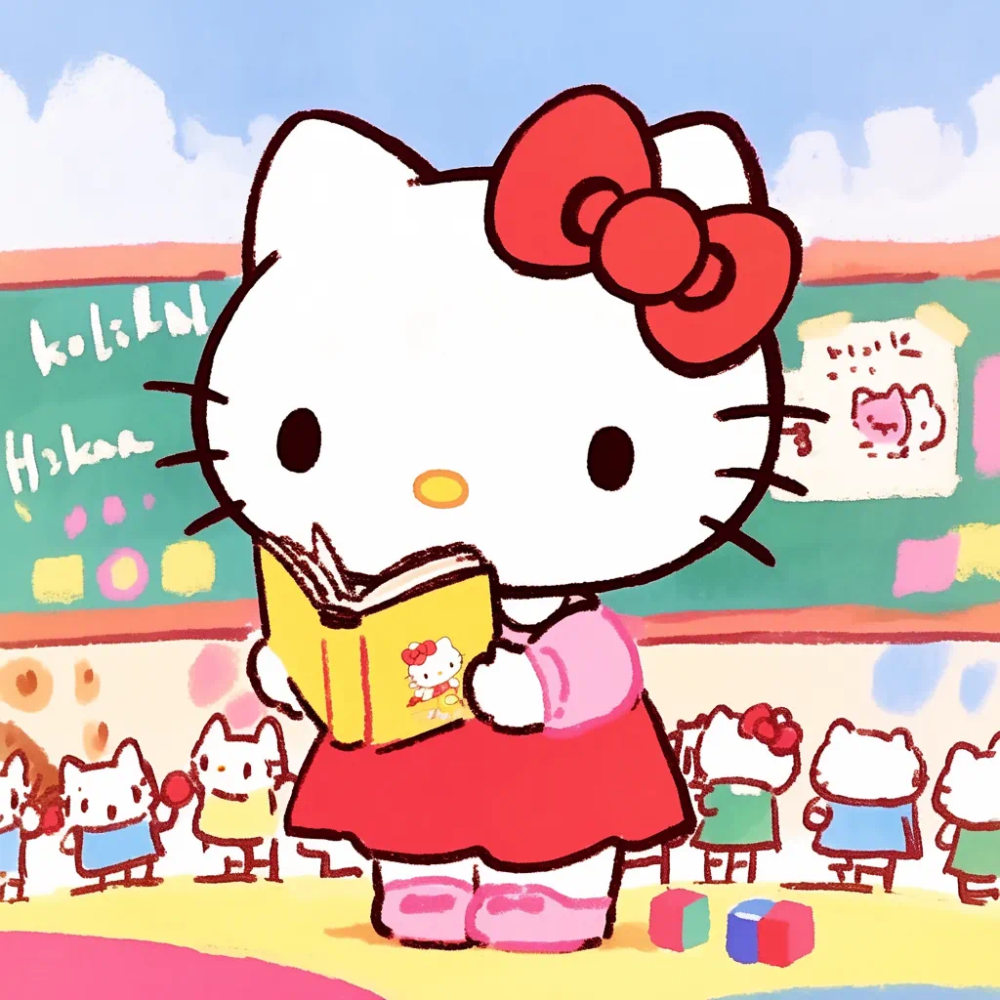 Hello Kitty头像 微信头像 QQ头像 公仔 软绵绵 超级可爱 幼儿园 幼师 老师 讲故事 童话书 上课 黑板