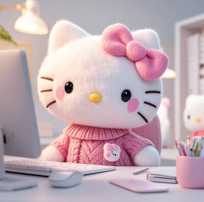 Hello Kitty头像 微信头像 QQ头像 毛毡 公仔 软绵绵 超级可爱 工作 办公 OL 办公室 电脑