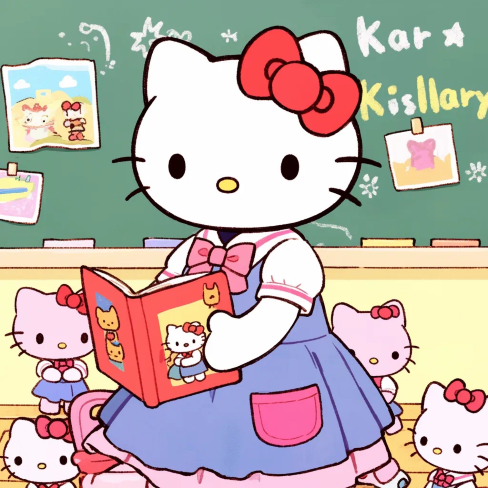 Hello Kitty头像 微信头像 QQ头像 公仔 软绵绵 超级可爱 幼儿园 幼师 老师 讲故事 童话书 上课 黑板