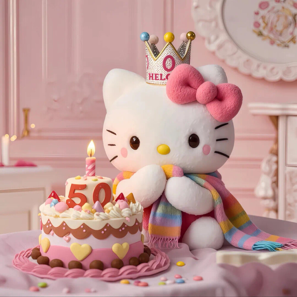 Hello Kitty头像 微信头像 QQ头像 毛毡 公仔 软绵绵 超级可爱 50周年 生日快乐 生日蛋糕 公主