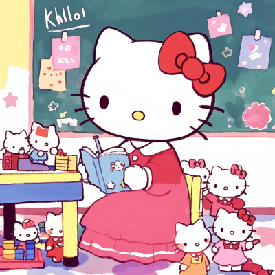 Hello Kitty头像 微信头像 QQ头像 公仔 软绵绵 超级可爱 幼儿园 幼师 老师 讲故事 童话书 上课 黑板