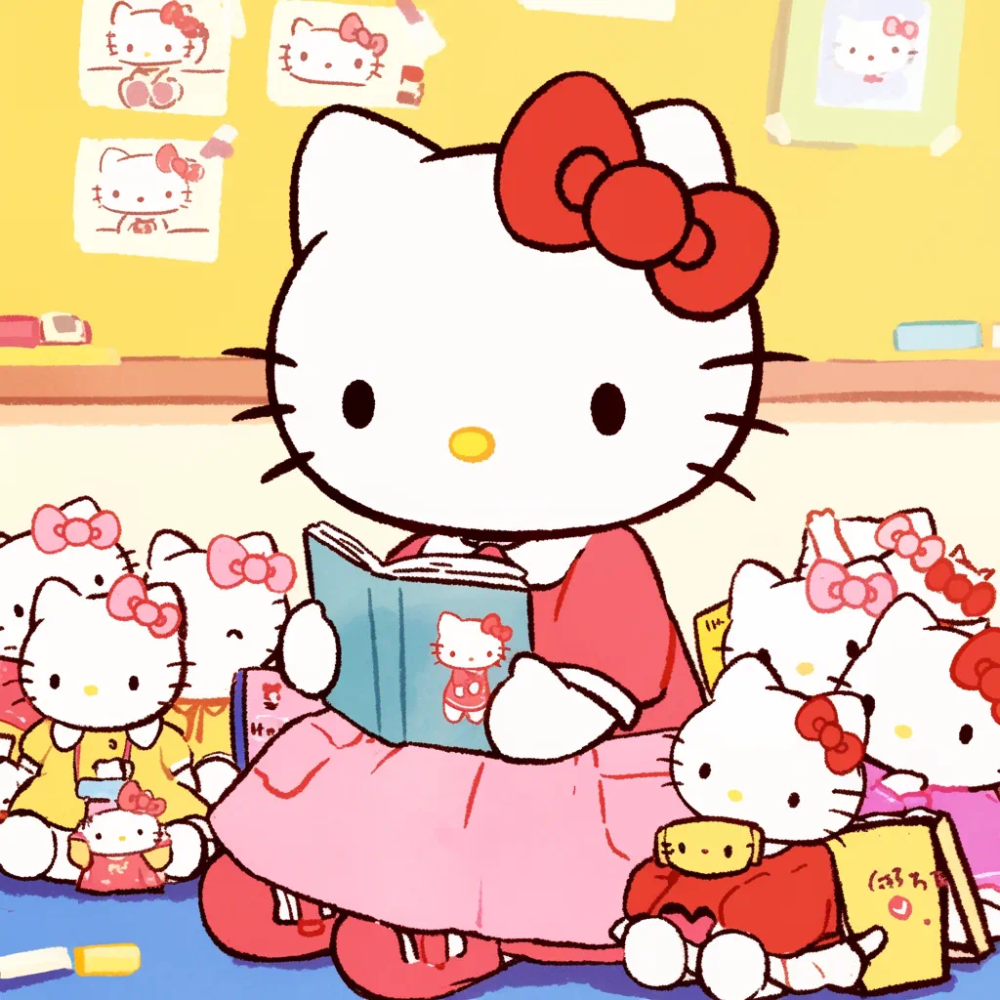 Hello Kitty头像 微信头像 QQ头像 公仔 软绵绵 超级可爱 幼儿园 幼师 老师 讲故事 童话书 上课 黑板