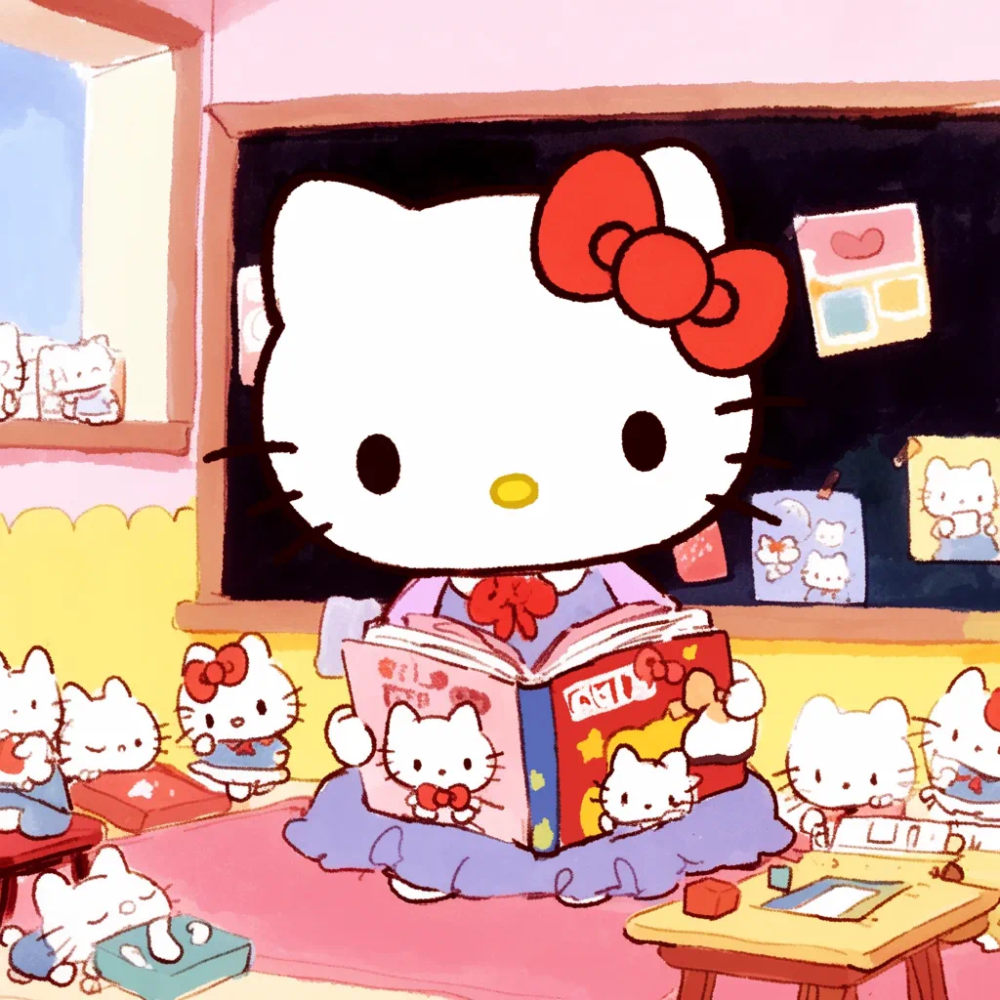 Hello Kitty头像 微信头像 QQ头像 公仔 软绵绵 超级可爱 幼儿园 幼师 老师 讲故事 童话书 上课 黑板