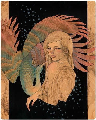 日裔美籍艺术家 Audrey Kawasaki 的木板油画 
