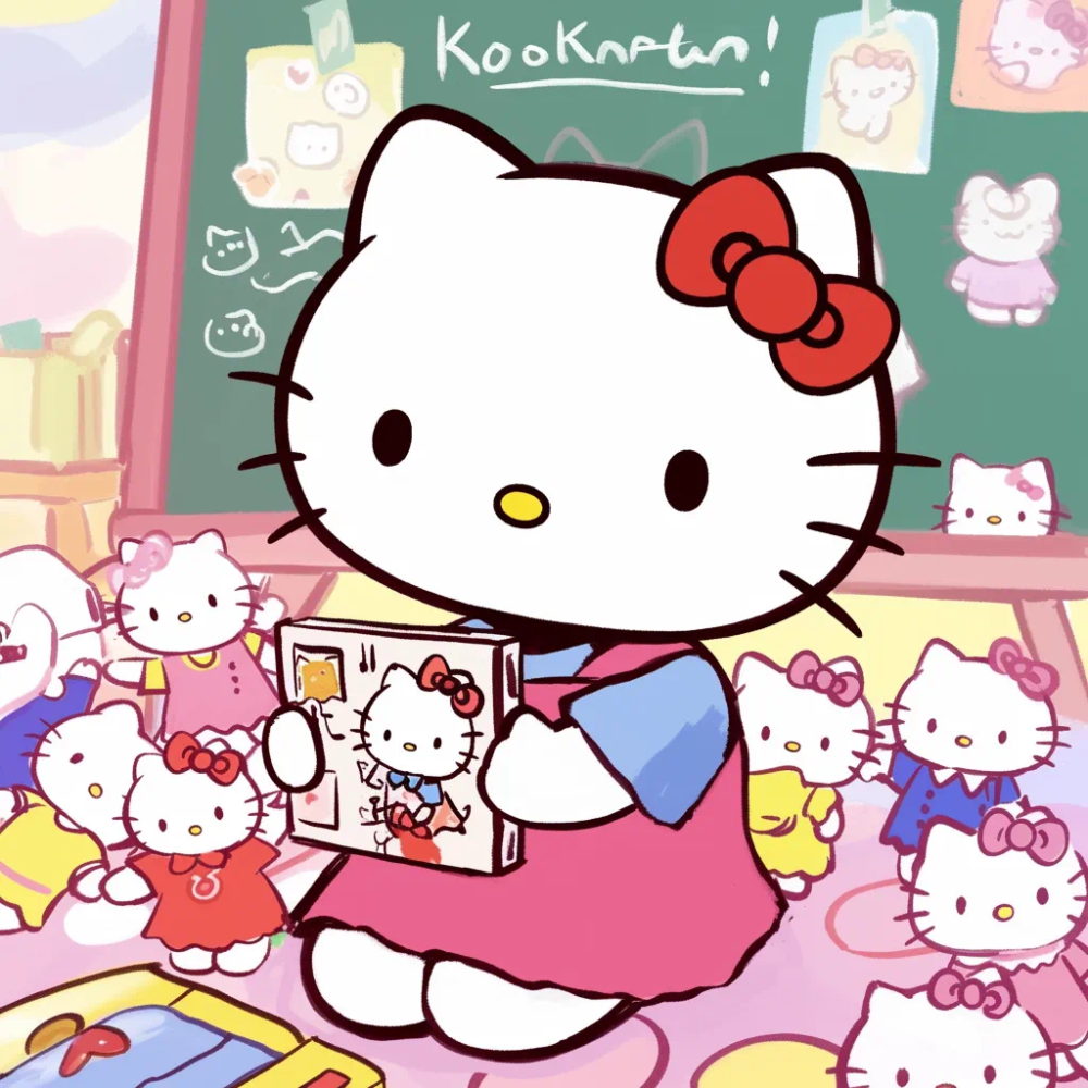 Hello Kitty头像 微信头像 QQ头像 公仔 软绵绵 超级可爱 幼儿园 幼师 老师 讲故事 童话书 上课 黑板