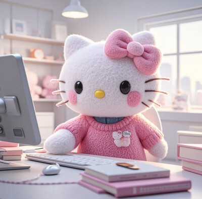 Hello Kitty头像 微信头像 QQ头像 毛毡 公仔 软绵绵 超级可爱 工作 办公 OL 办公室 电脑