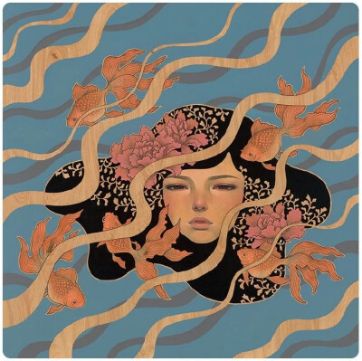 日裔美籍艺术家 Audrey Kawasaki 的木板油画 
