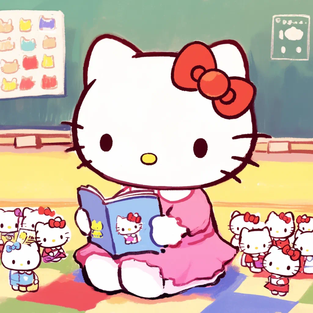 Hello Kitty头像 微信头像 QQ头像 公仔 软绵绵 超级可爱 幼儿园 幼师 老师 讲故事 童话书 上课 黑板