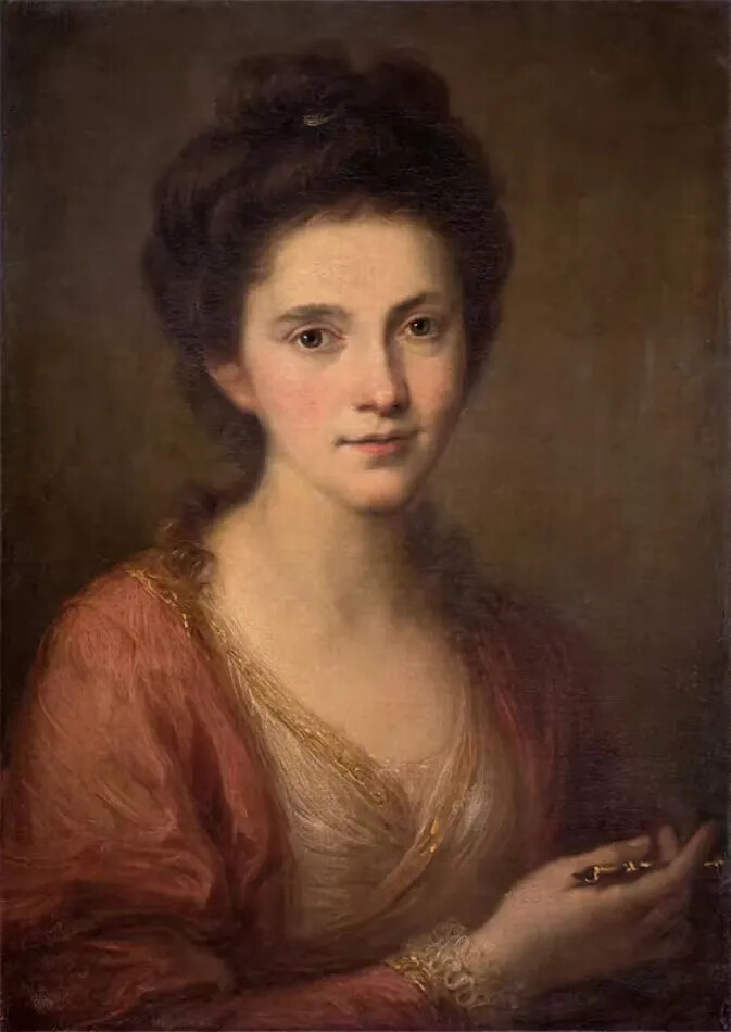 《执画笔的自画像》安吉莉卡·考夫曼
Self-portrait with stylus, 1764 
