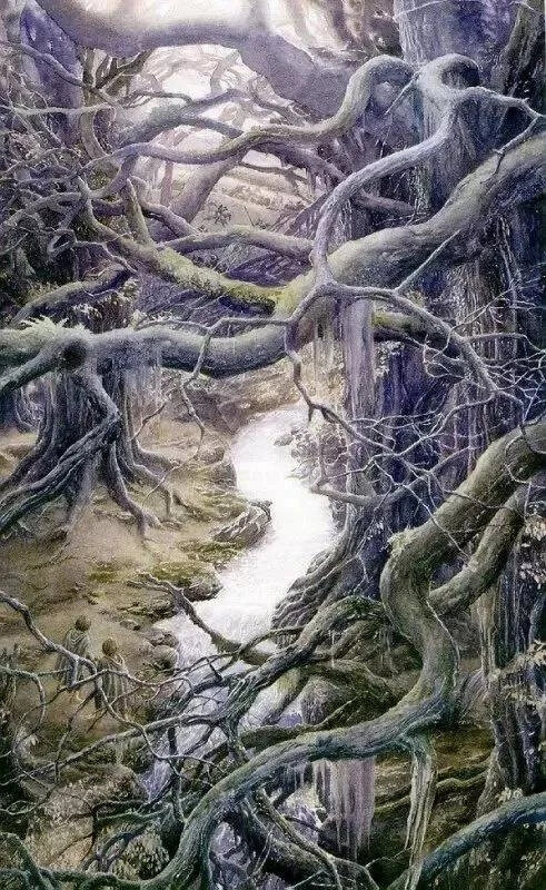 这些是英国插画艺术家 艾伦·李（Alan lee，1947年— ）为《魔戒》创作的水彩画稿，每一张都好强
