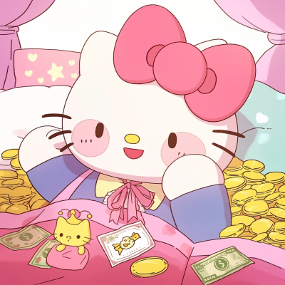 Hello Kitty头像 微信头像 QQ头像 毛毡 公仔 软绵绵 超级可爱 小财迷 招财进宝 财神到 赚大钱 小富婆