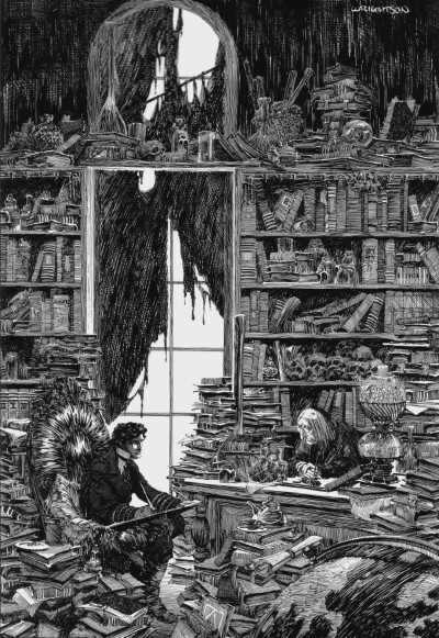 这是美国插画家 Bernie Wrightson(1948年10月27日—2017年03月19日)的作品，Bernie Wrightson1948年出生于美国马里兰州(巴尔的摩市), 他以惊悚的插画、漫画而闻名世界。复杂硬朗细腻的排线，层次分明的黑白画面是他…