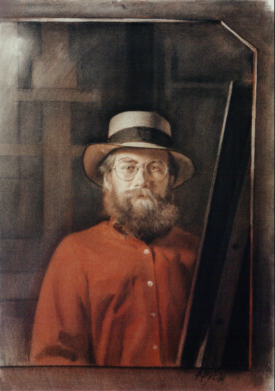 AUTORRETRATO. 
Lápiz Conté y Sanguina, 1983
