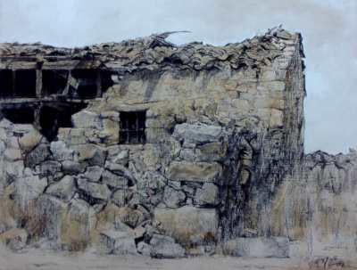 Antigua vaquería en Las Navas. 
Carbón y óleo sobre lienzo, 2006
