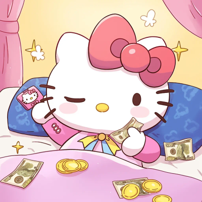 Hello Kitty头像 微信头像 QQ头像 毛毡 公仔 软绵绵 超级可爱 小财迷 招财进宝 财神到 赚大钱 小富婆