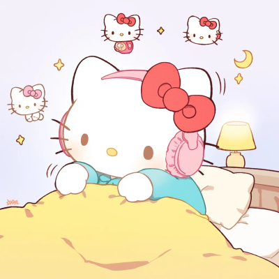 Hello Kitty头像 微信头像 QQ头像 毛毡 公仔 软绵绵 超级可爱 睡觉觉 音乐 夜晚 