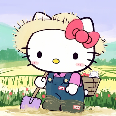 Hello Kitty头像 微信头像 QQ头像 毛毡 公仔 软绵绵 超级可爱 秋天 丰收 耕地 农民伯伯 金灿灿的稻谷 锄禾日当午，汗滴禾下土，谁知盘中餐，粒粒皆辛苦