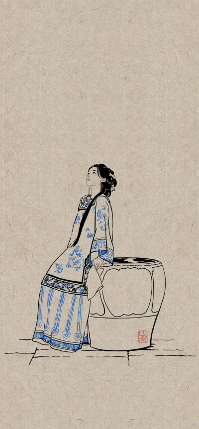 青花系列和梨园系列人物白描
閒人画 ​​​