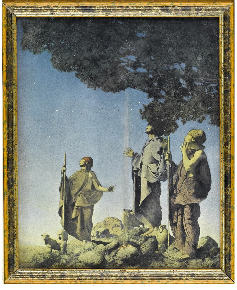 马克斯菲尔德.帕里什（Maxfield Parrish），美国插画家，活跃于20世纪上半叶，其作品因独特的饱和色与理想化的新古典主义意象而出名。帕里什的艺术特点是鲜艳的色彩，“帕里什蓝色”这个颜色就是以他的名字命名。帕里什用在他的画中使用了许多创新技术。他将模型照片的黑白几何图案投影到他的作品中。他也将通过拍照，放大对象来创作他的画。帕里什使用的绘画技术使他的画更立体。
