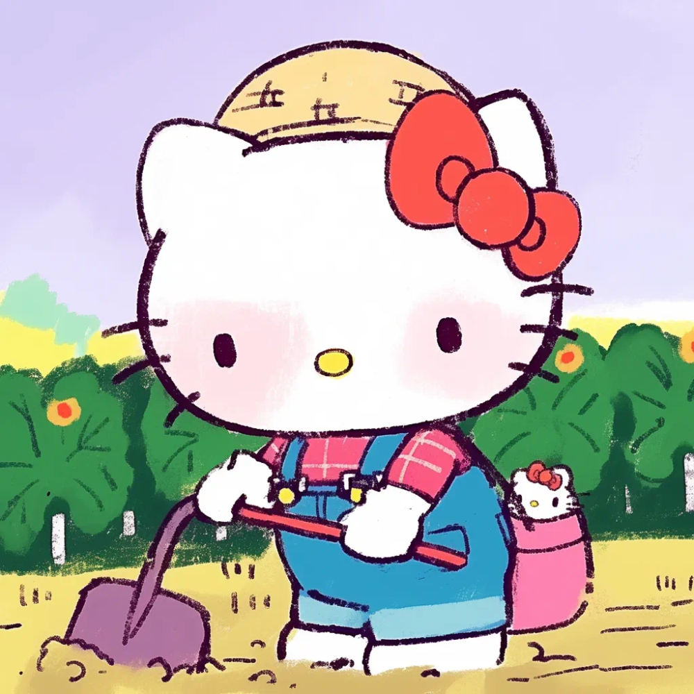 Hello Kitty头像 微信头像 QQ头像 毛毡 公仔 软绵绵 超级可爱 秋天 丰收 耕地 农民伯伯 金灿灿的稻谷 锄禾日当午，汗滴禾下土，谁知盘中餐，粒粒皆辛苦