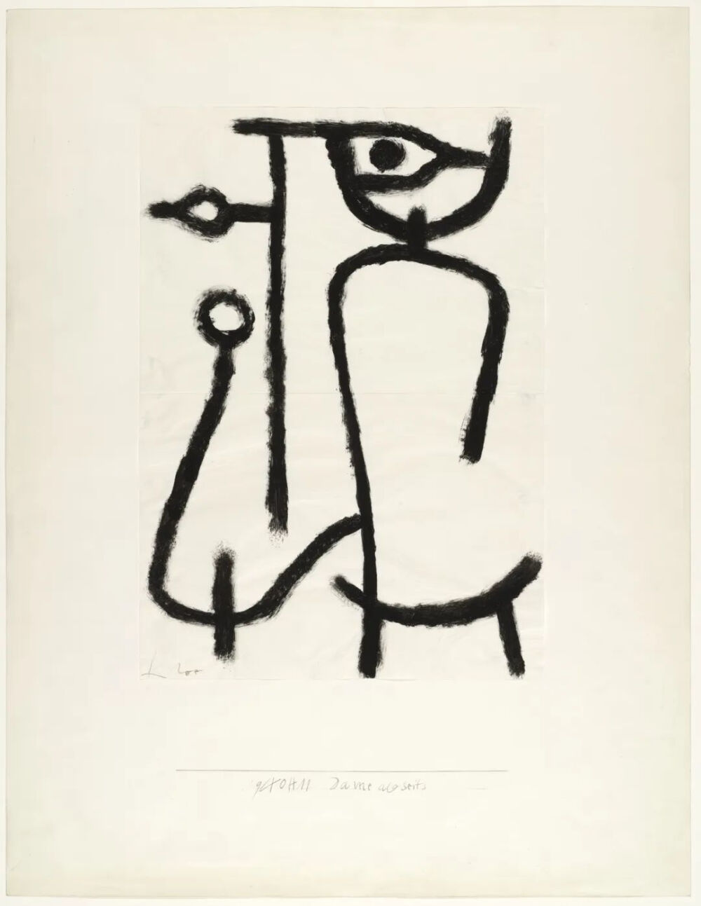 Lady Apart(Dame abseits),1940,
Pigmented paste on paper on board,64.8x50.2cm
