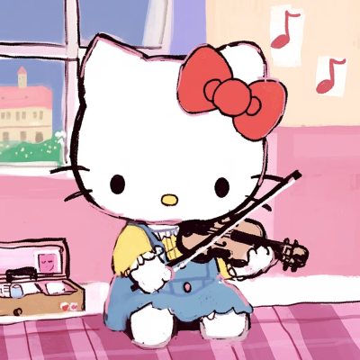 Hello Kitty头像 微信头像 QQ头像 毛毡 公仔 软绵绵 超级可爱 音乐 小提琴 演奏 音乐家 小提琴协奏曲