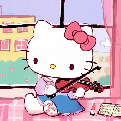 Hello Kitty头像 微信头像 QQ头像 毛毡 公仔 软绵绵 超级可爱 音乐 小提琴 演奏 音乐家 小提琴协奏曲