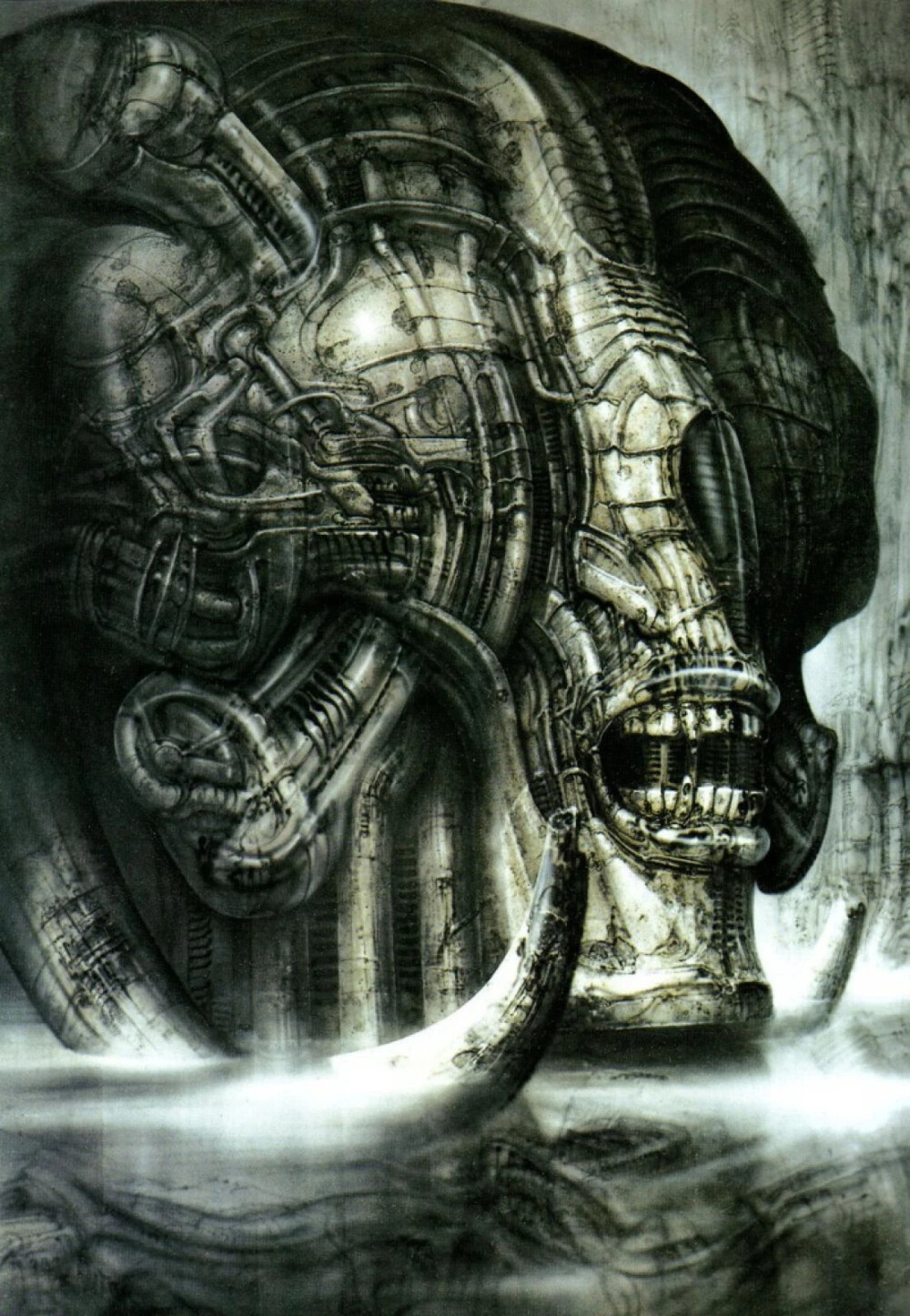 汉斯·鲁道夫·吉格尔（H.R. Giger），瑞士知名的超现实主义画家、雕塑家、设计师。设计电影《异形》中的外星生物，赢得奥斯卡金像奖的最佳视觉效果奖。我们在电影中看到的恐怖的异形形象就是出自此人之手。他的作品最大特色，就是将人体和机器用冰冷黑暗的手法巧妙的联系在一起，使其画风黑暗、抽象、古怪而奇异，令人不寒而栗的同时，又有一种别样的炫目。可以说，这种奇特而恐怖的表现手法，让《异形》这系列电影充满了很多值得回味的艺术气息。