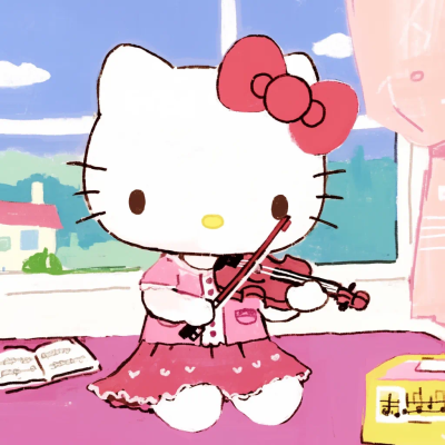 Hello Kitty头像 微信头像 QQ头像 毛毡 公仔 软绵绵 超级可爱 音乐 小提琴 演奏 音乐家 小提琴协奏曲